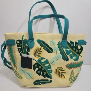 NWT America And Beyond Forestry Jungle Safari Embellished Hand Beaded Tote Bag